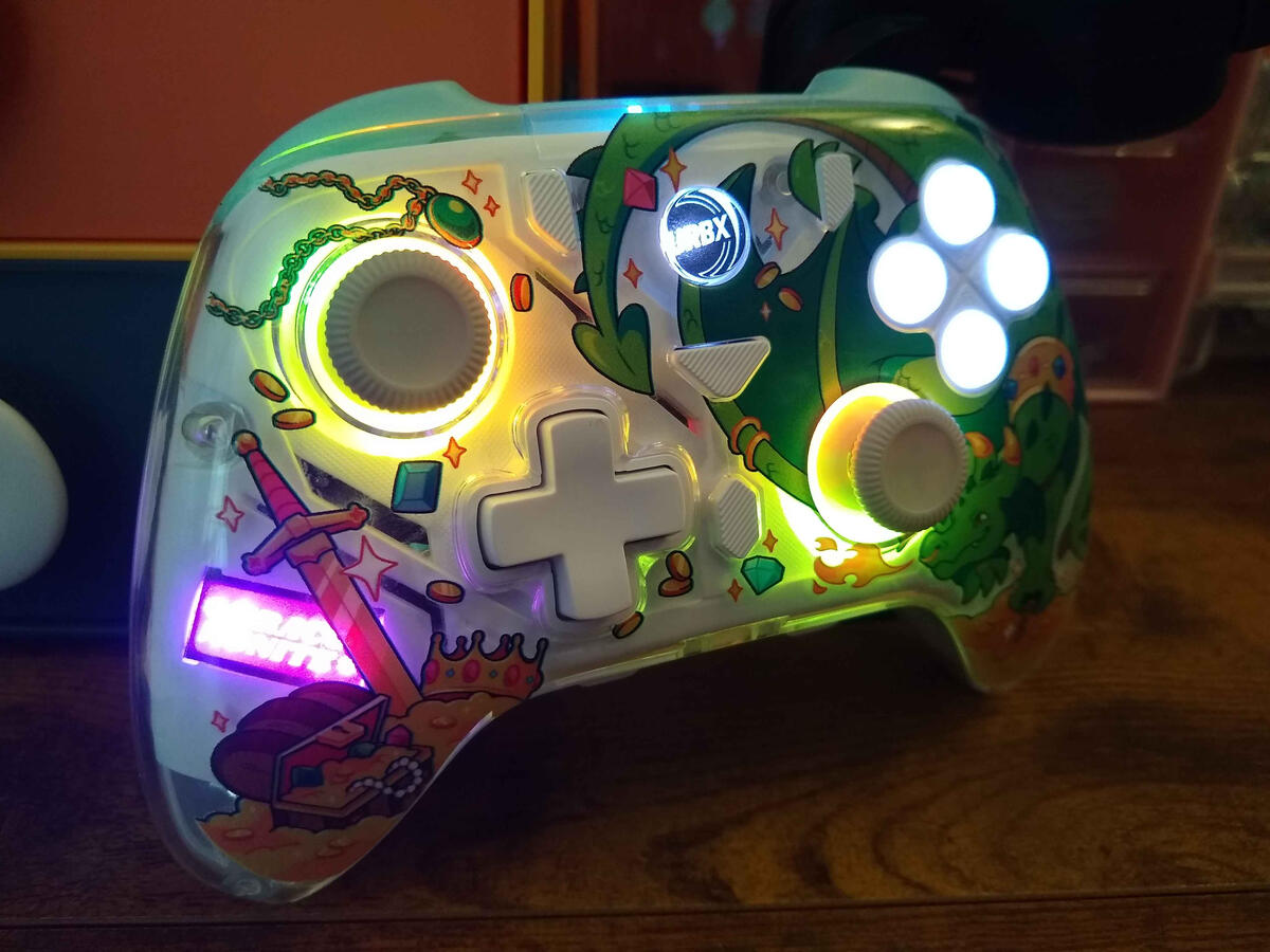 TurbX Controller Glowing gaming controller.