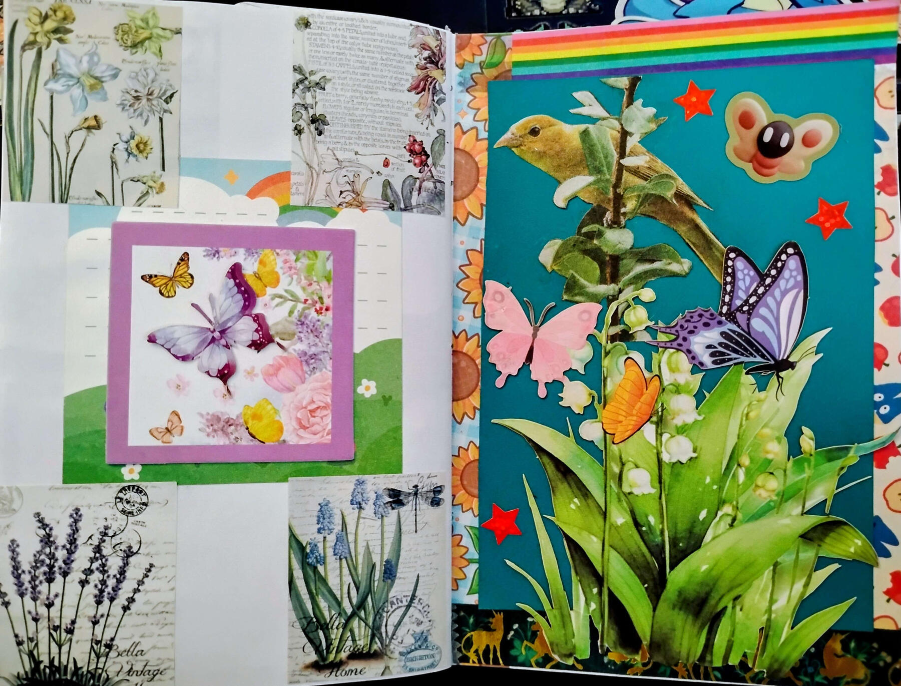 Scrapbook Scrapbook spread with a floral and garden theme.
