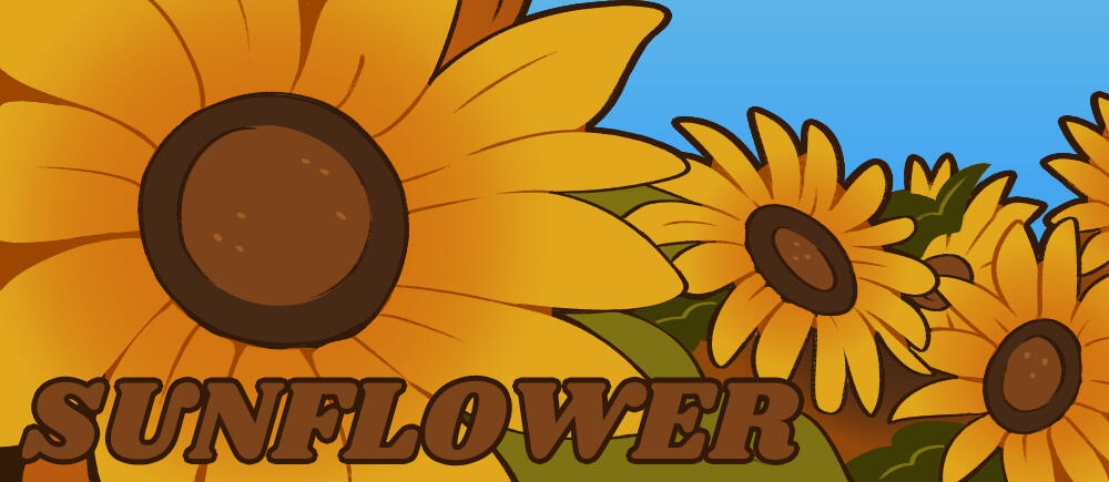 Sunflower Header illustration. A field of vibrant sunflowers.